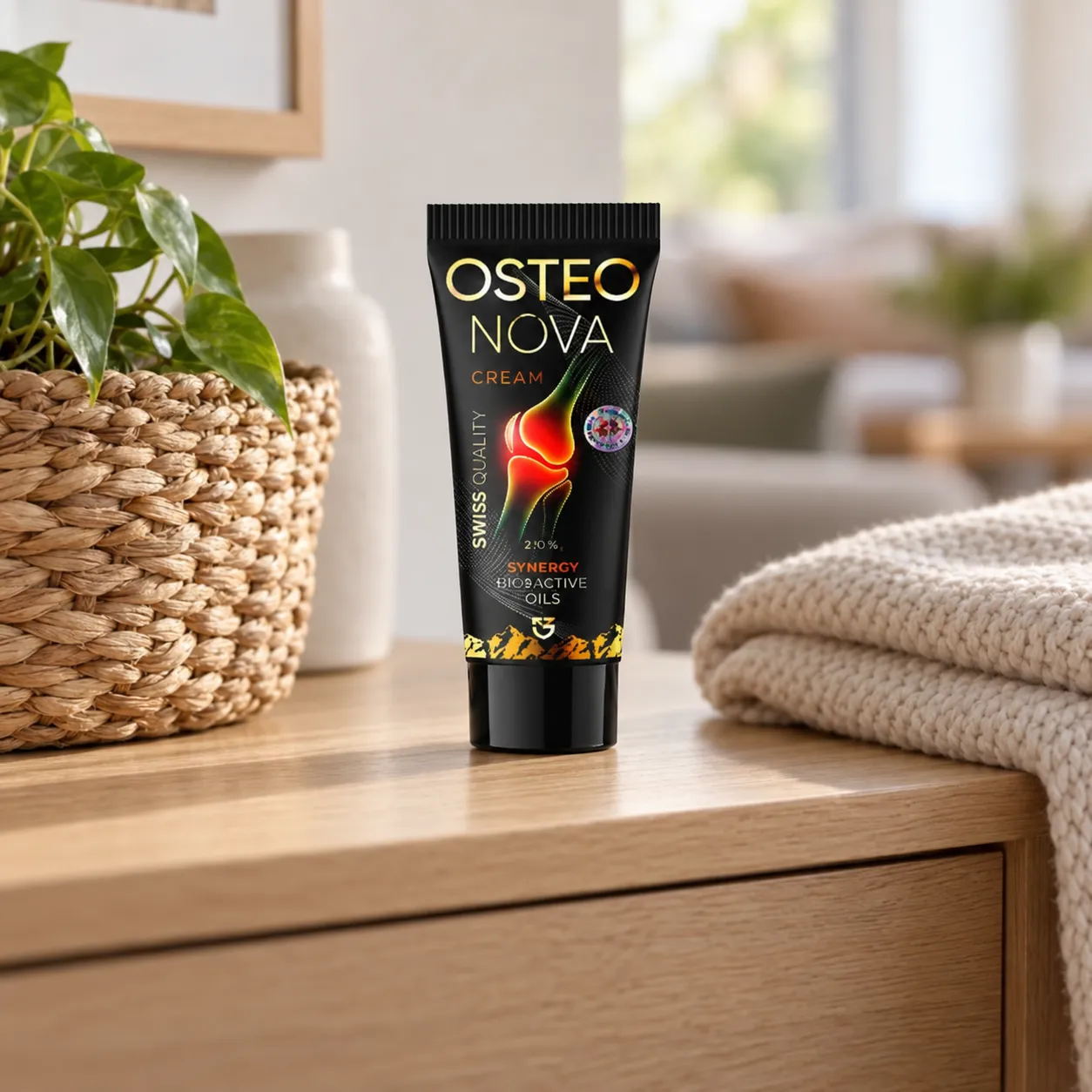 OsteoNova cream — el envase en el día a día